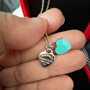 Tiffany & Co. Silver and Teal Heart Necklace